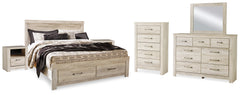 Hoover Furniture Outlet - Ashley Furniture - Bellaby King Storage Bed, Dresser, Mirror, Chest and 2 Nightstands - King Storage Bed, Dresser, Mirror, Chest and 2 Nightstands / Whitewash - B331B20