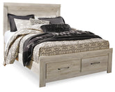 Hoover Furniture Outlet - Ashley Furniture - Bellaby Queen Platform Bed with 2 Storage Drawers - Queen Platform Bed with 2 Storage Drawers / Whitewash - B331B4