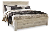 Hoover Furniture Outlet - Ashley Furniture - Bellaby King Platform Bed with 2 Storage Drawers - King Platform Bed with 2 Storage Drawers / Whitewash - B331B9