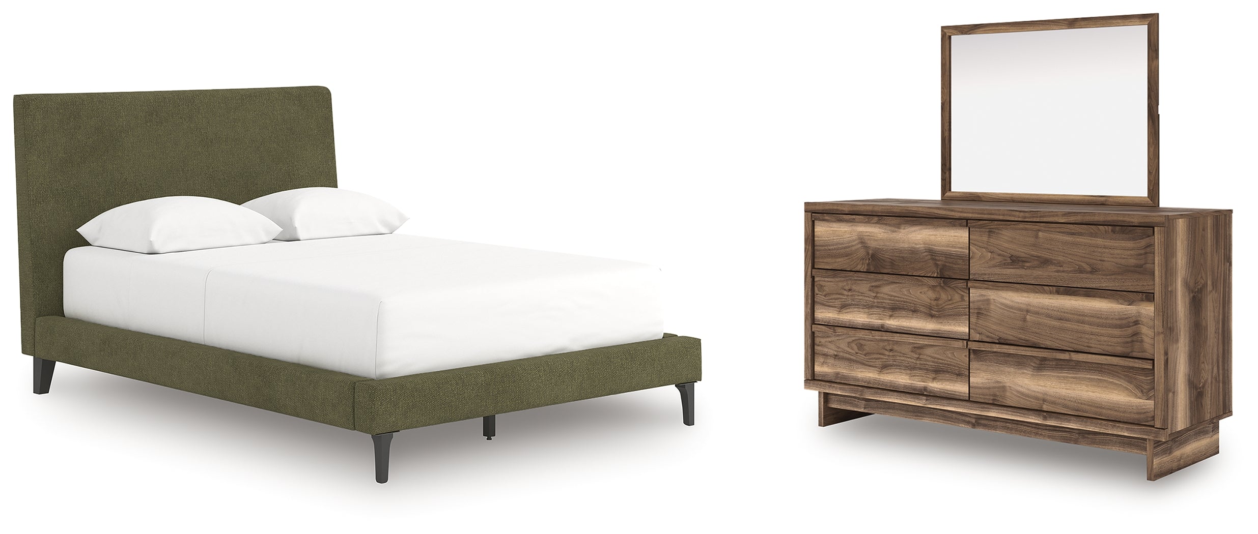 Hoover Furniture Outlet - Ashley Furniture - Chirason Full Upholstered Bed, Dresser and Mirror - Full Upholstered Bed, Dresser and Mirror - PCB3367B17