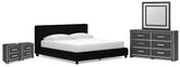 Hoover Furniture Outlet - Ashley Furniture - Zuraleus King Upholstered Bed, Dresser, Mirror and 2 Nightstands - King Upholstered Bed, Dresser, Mirror and 2 Nightstands - PCB3380B23