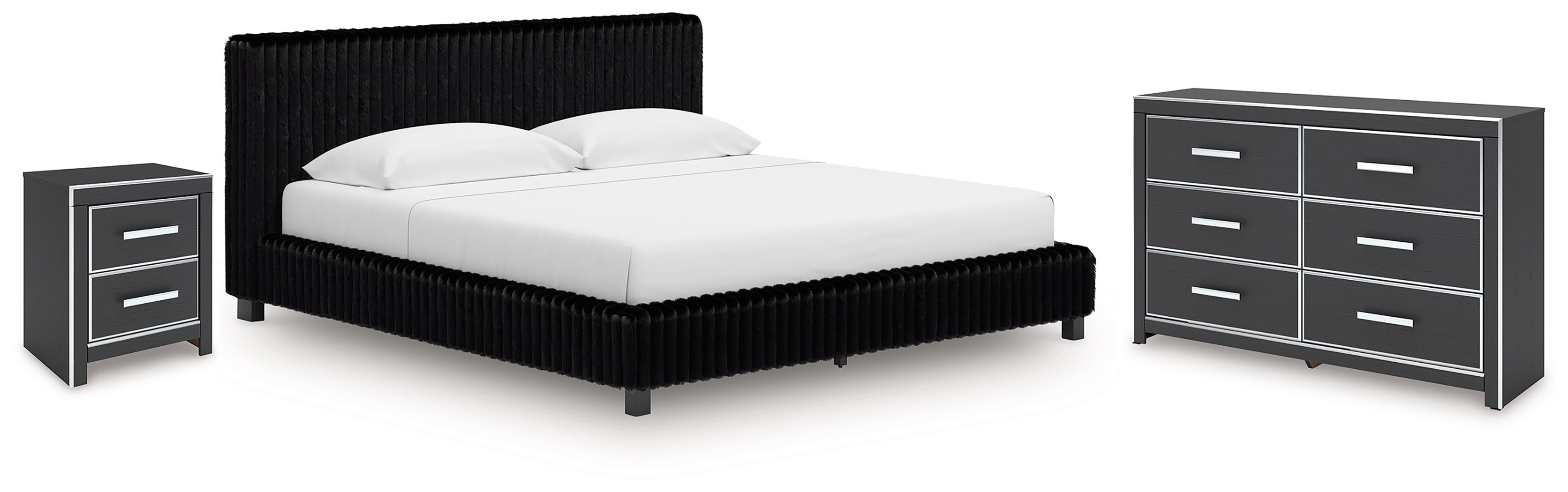 Hoover Furniture Outlet - Ashley Furniture - Zuraleus King Upholstered Bed, Dresser and Nightstand - King Upholstered Bed, Dresser and Nightstand - PCB3380B17