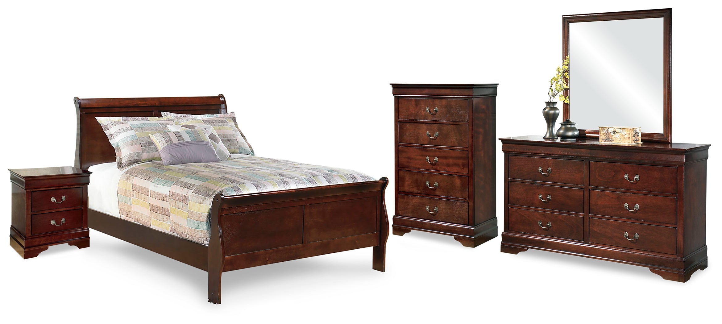 Hoover Furniture Outlet - Ashley Furniture - Alisdair Full Sleigh Bed, Dresser, Mirror, Chest and Nightstand - Full Sleigh Bed, Dresser, Mirror, Chest and Nightstand - B376B19