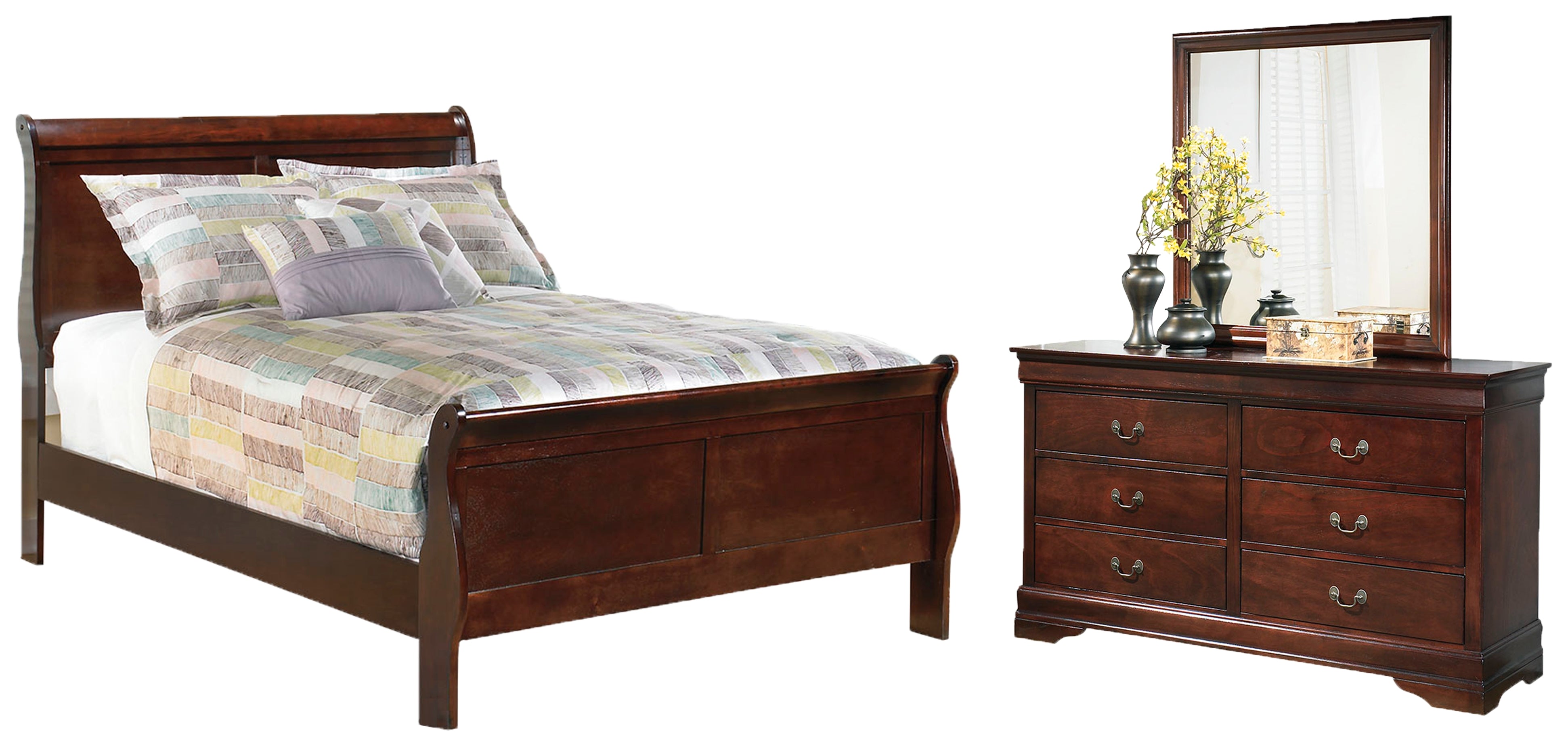 Hoover Furniture Outlet - Ashley Furniture - Alisdair Full Sleigh Bed, Dresser and Mirror - Full Sleigh Bed, Dresser and Mirror - B376B7