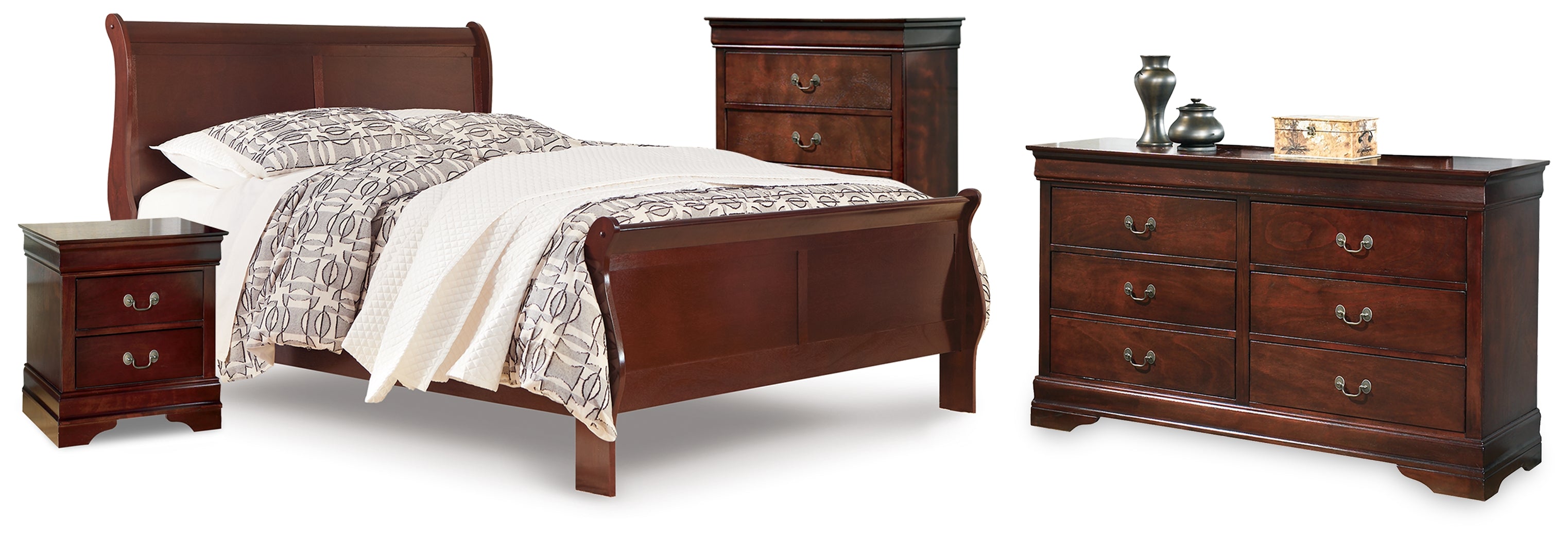 Hoover Furniture Outlet - Ashley Furniture - Alisdair Queen Sleigh Bed, Dresser, Chest and Nightstand - Queen Sleigh Bed, Dresser, Chest and Nightstand - B376B35