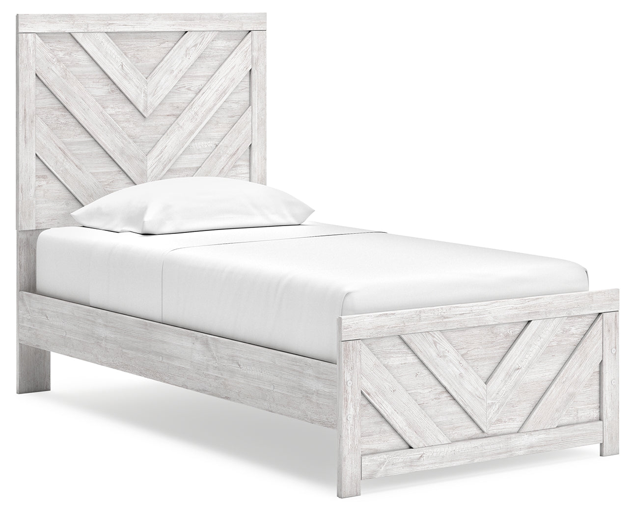Hoover Furniture Outlet - Ashley Furniture - Cayboni Twin Panel Bed - Twin Panel Bed / Whitewash - B3788B6