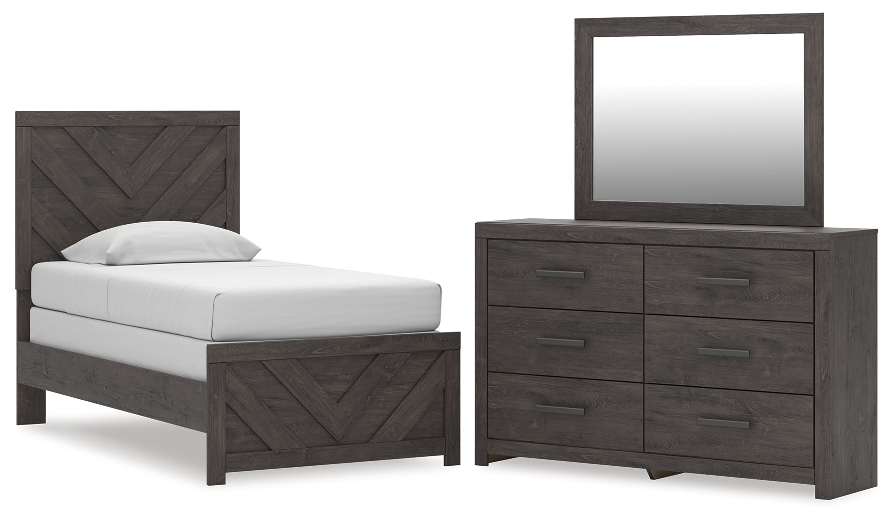Hoover Furniture Outlet - Ashley Furniture - Prendonea Twin Panel Bed, Dresser and Mirror - Twin Panel Bed, Dresser and Mirror - B3789B5