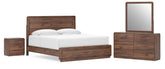Hoover Furniture Outlet - Ashley Furniture - Fortlorn King Panel Bed, Dresser, Mirror and Nightstand - King Panel Bed, Dresser, Mirror and Nightstand - PCB386B14