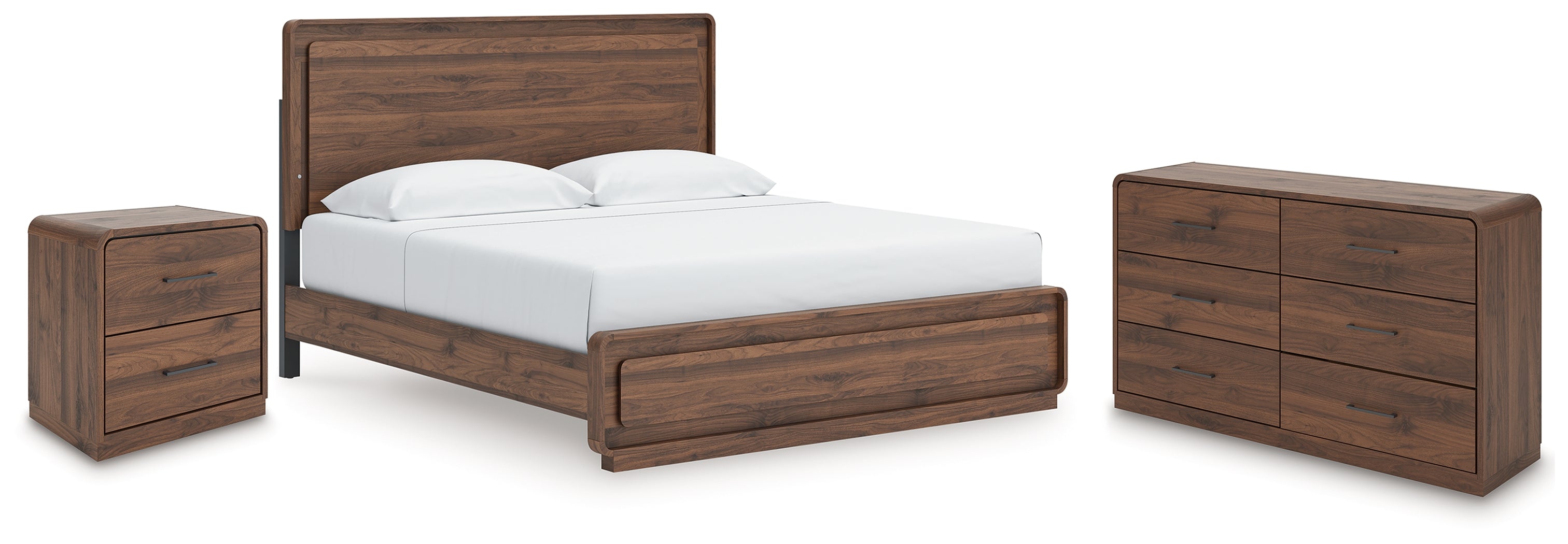 Hoover Furniture Outlet - Ashley Furniture - Fortlorn King Panel Bed, Dresser and Nightstand - King Panel Bed, Dresser and Nightstand - PCB386B8