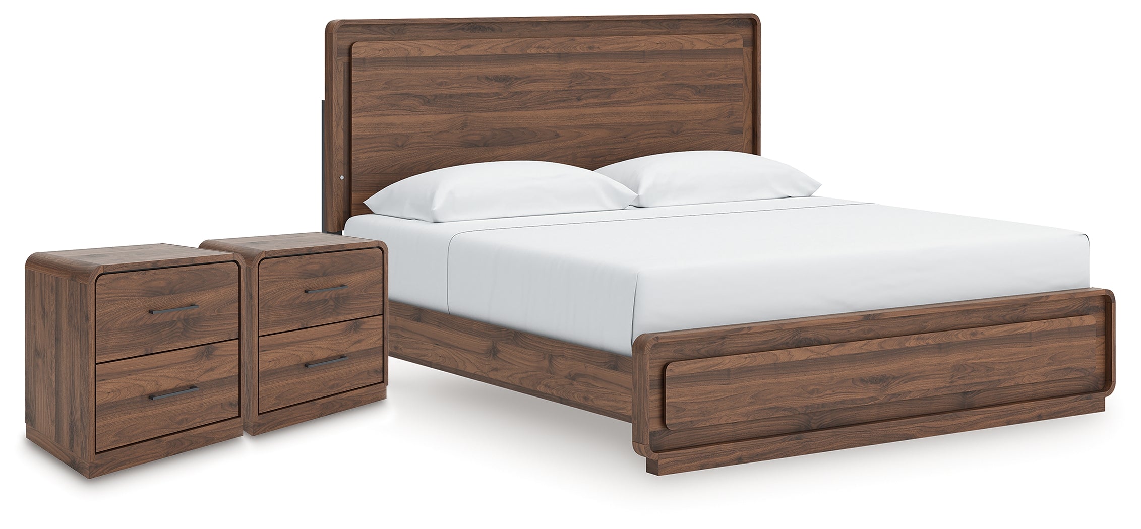Hoover Furniture Outlet - Ashley Furniture - Fortlorn King Panel Bed and 2 Nightstands - King Panel Bed and 2 Nightstands - PCB386B9