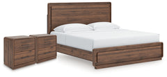 Hoover Furniture Outlet - Ashley Furniture - Fortlorn King Panel Bed and 2 Nightstands - King Panel Bed and 2 Nightstands - PCB386B9