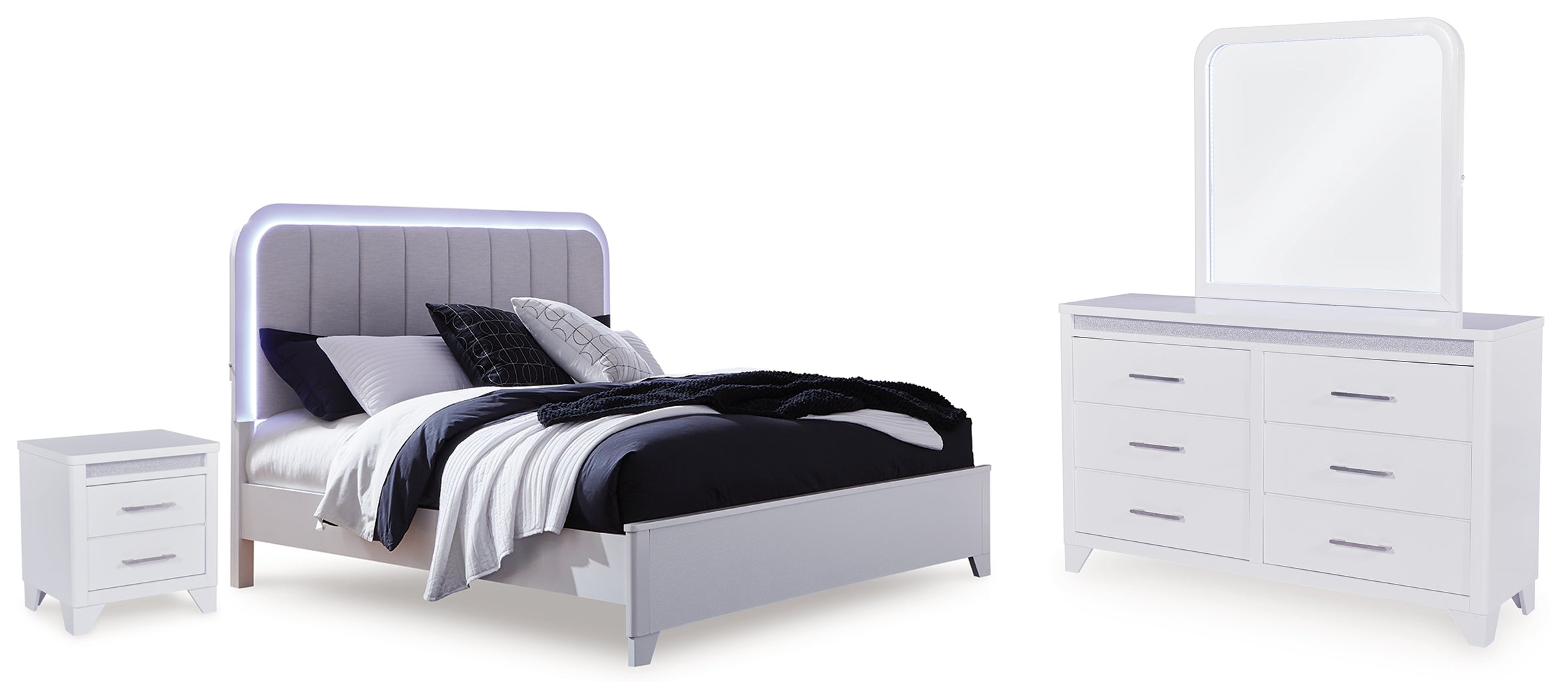 Hoover Furniture Outlet - Ashley Furniture - Jarlee Queen Panel Bed, Dresser, Mirror and Nightstand - Queen Panel Bed, Dresser, Mirror and Nightstand - PCB392B6