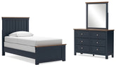 Hoover Furniture Outlet - Ashley Furniture - Landocken Twin Panel Bed, Dresser and Mirror - Twin Panel Bed, Dresser and Mirror - B414B6