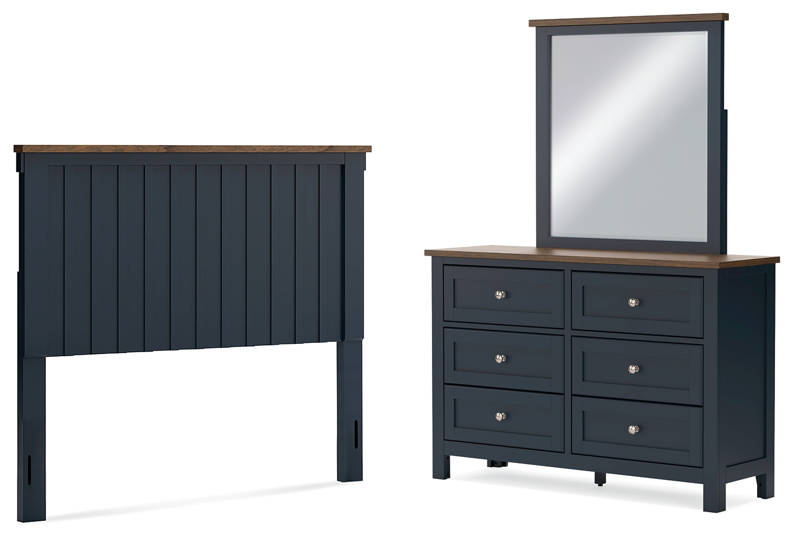 Hoover Furniture Outlet - Ashley Furniture - Landocken Full Panel Headboard, Dresser and Mirror - Full Panel Headboard, Dresser and Mirror - B414B14