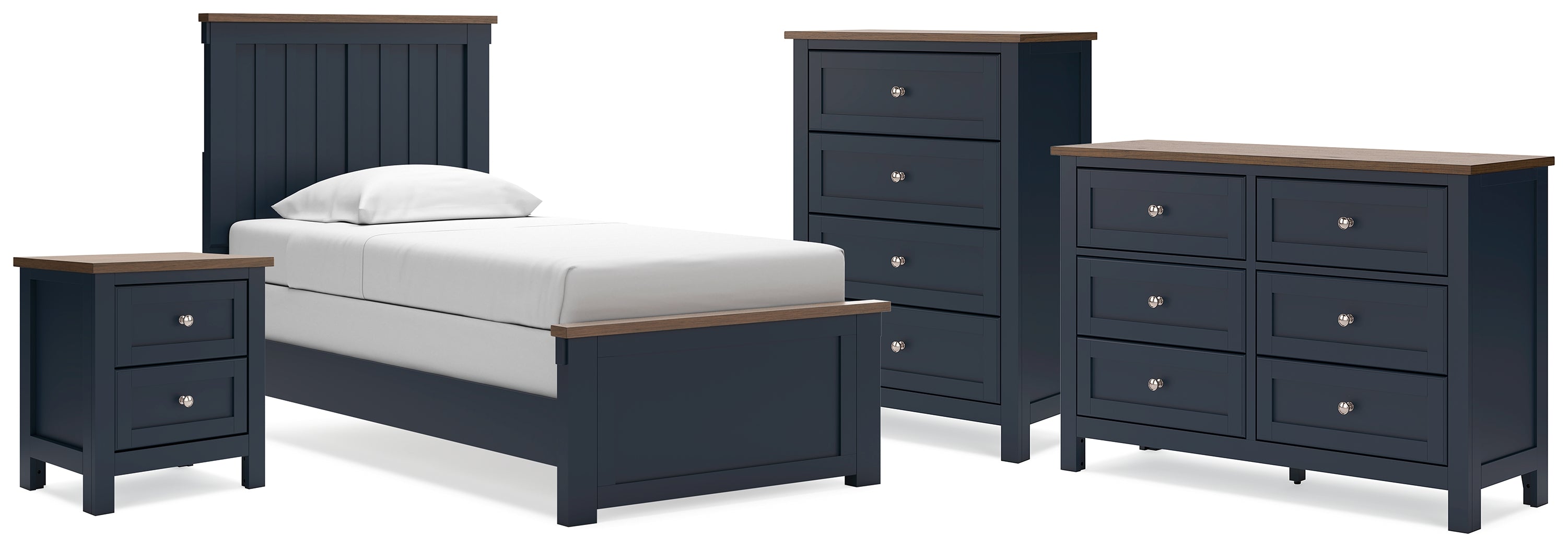 Hoover Furniture Outlet - Ashley Furniture - Landocken Twin Panel Bed, Dresser, Chest and Nightstand - Twin Panel Bed, Dresser, Chest and Nightstand - B414B20