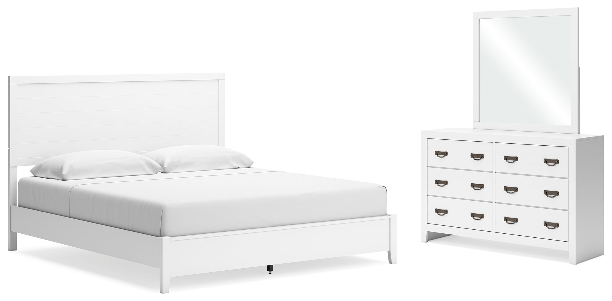 Hoover Furniture Outlet - Ashley Furniture - Binterglen King Panel Bed, Dresser and Mirror - King Panel Bed, Dresser and Mirror - B427B12