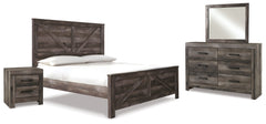 Hoover Furniture Outlet - Ashley Furniture - Wynnlow King Crossbuck Panel Bed, Dresser, Mirror and Nightstand - King Crossbuck Panel Bed, Dresser, Mirror and Nightstand - B440B26