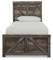 Wynnlow Twin Crossbuck Panel Bed and 2 Nightstands