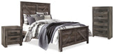 Hoover Furniture Outlet - Ashley Furniture - Wynnlow Queen Crossbuck Panel Bed, Chest and Nightstand - Queen Crossbuck Panel Bed, Chest and Nightstand - B440B28