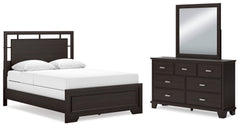 Hoover Furniture Outlet - Ashley Furniture - Covetown Queen Panel Bed, Dresser and Mirror - Queen Panel Bed, Dresser and Mirror - B441B7