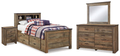 Hoover Furniture Outlet - Ashley Furniture - Trinell Twin Bookcase Storage Bed, Dresser, Mirror and Nightstand - Twin Bookcase Storage Bed, Dresser, Mirror and Nightstand - B446B98