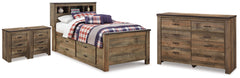 Hoover Furniture Outlet - Ashley Furniture - Trinell Twin Bookcase Bed, Dresser and 2 Nightstands - Twin Bookcase Bed, Dresser and 2 Nightstands - B446B101