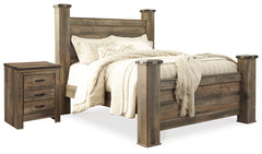 Hoover Furniture Outlet - Ashley Furniture - Trinell Queen Poster Bed and Nightstand - Queen Poster Bed and Nightstand - B446B62