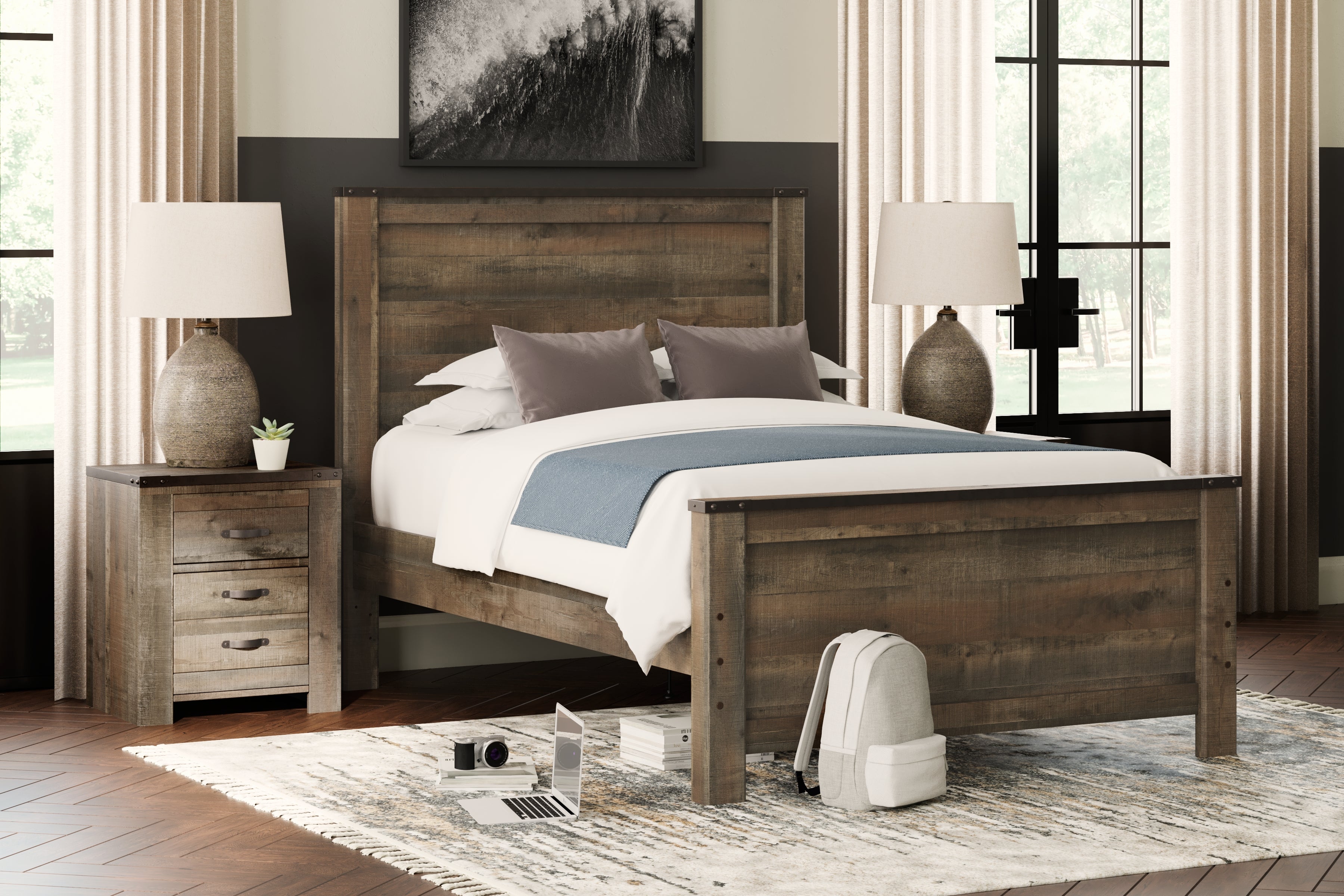 Hoover Furniture Outlet - Ashley Furniture - Trinell Full Panel Bed - Full Panel Bed - B446B3