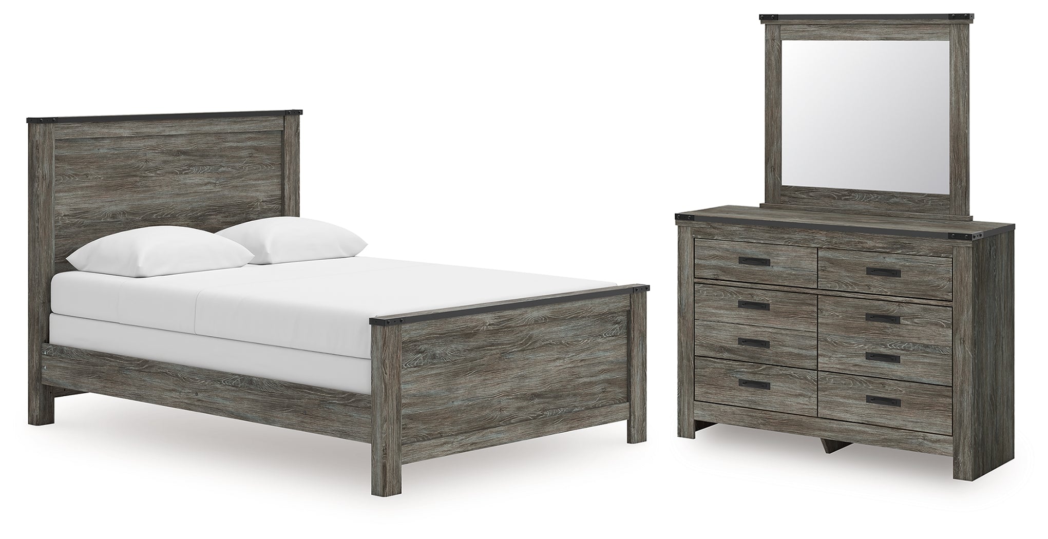Hoover Furniture Outlet - Ashley Furniture - Frandern Queen Panel Bed, Dresser and Mirror - Queen Panel Bed, Dresser and Mirror - B4480B22