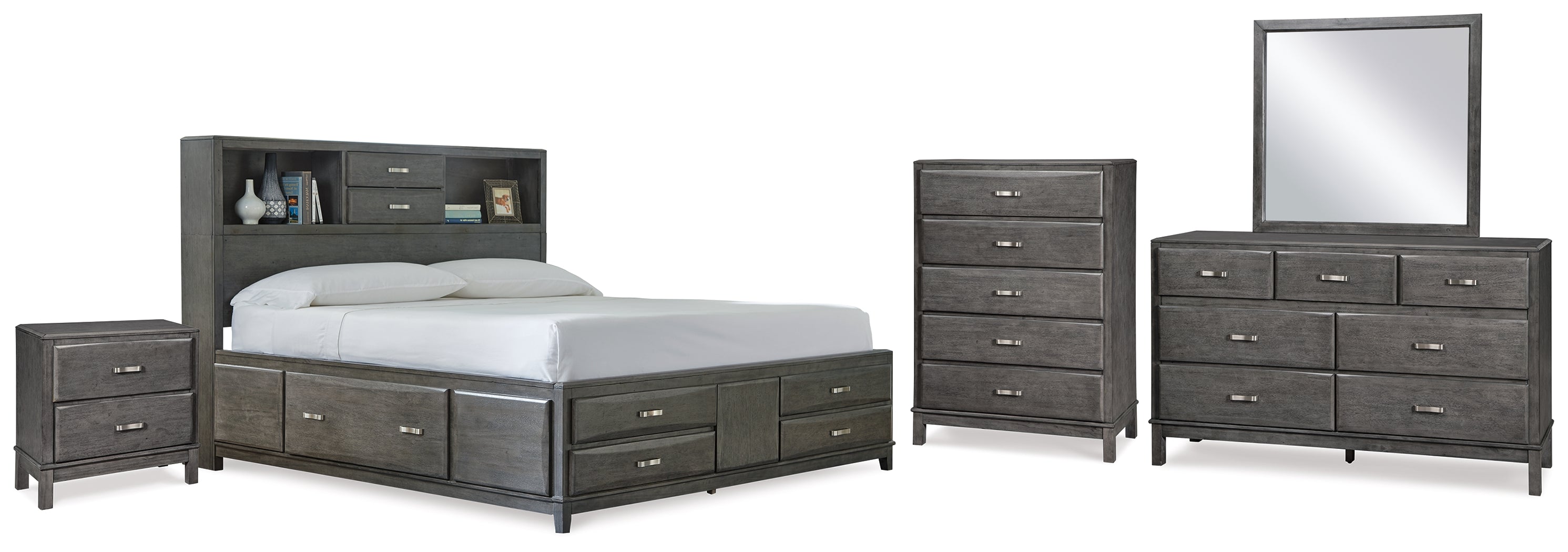 Hoover Furniture Outlet - Ashley Furniture - Caitbrook Queen Storage Bed, Dresser, Mirror, Chest and Nightstand - Queen Storage Bed, Dresser, Mirror, Chest and Nightstand - B476B14
