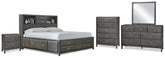 Hoover Furniture Outlet - Ashley Furniture - Caitbrook Queen Storage Bed, Dresser, Mirror, Chest and Nightstand - Queen Storage Bed, Dresser, Mirror, Chest and Nightstand - B476B14