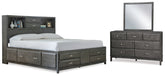 Hoover Furniture Outlet - Ashley Furniture - Caitbrook Queen Storage Bed, Dresser and Mirror - Queen Storage Bed, Dresser and Mirror - B476B3