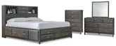 Hoover Furniture Outlet - Ashley Furniture - Caitbrook California King Storage Bed, Dresser, Mirror and Chest - California King Storage Bed, Dresser, Mirror and Chest - B476B11