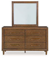 Lyncott Queen Upholstered Bed, Dresser, Mirror and 2 Nightstands