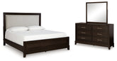 Hoover Furniture Outlet - Ashley Furniture - Neymorton King Upholstered Panel Bed, Dresser and Mirror - King Upholstered Panel Bed, Dresser and Mirror - B618B8