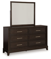 Neymorton Queen Upholstered Panel Bed, Dresser and Mirror