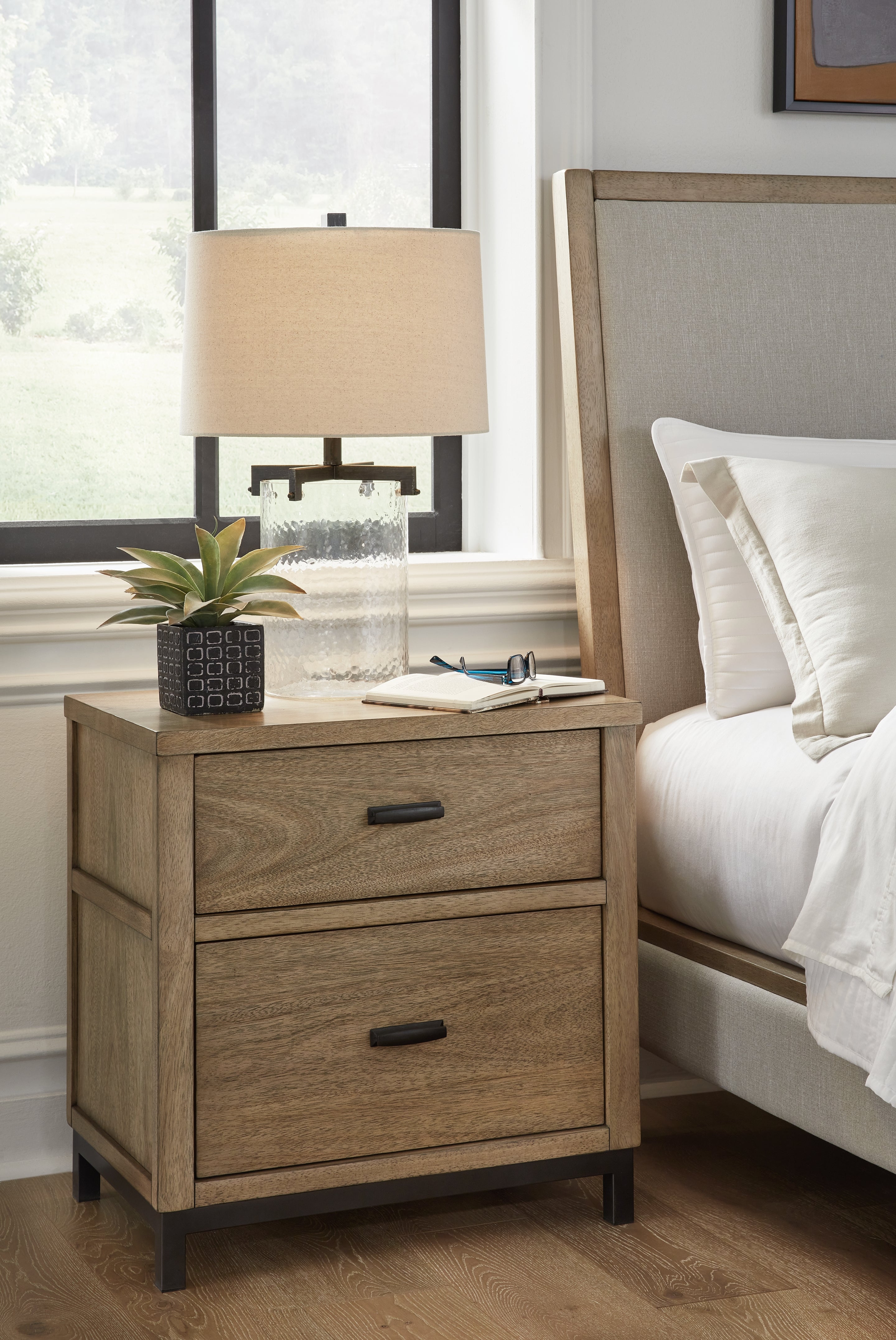 Hoover Furniture Outlet - Ashley Furniture - Tomtyn Nightstand - Two Drawer Night Stand - B622-92