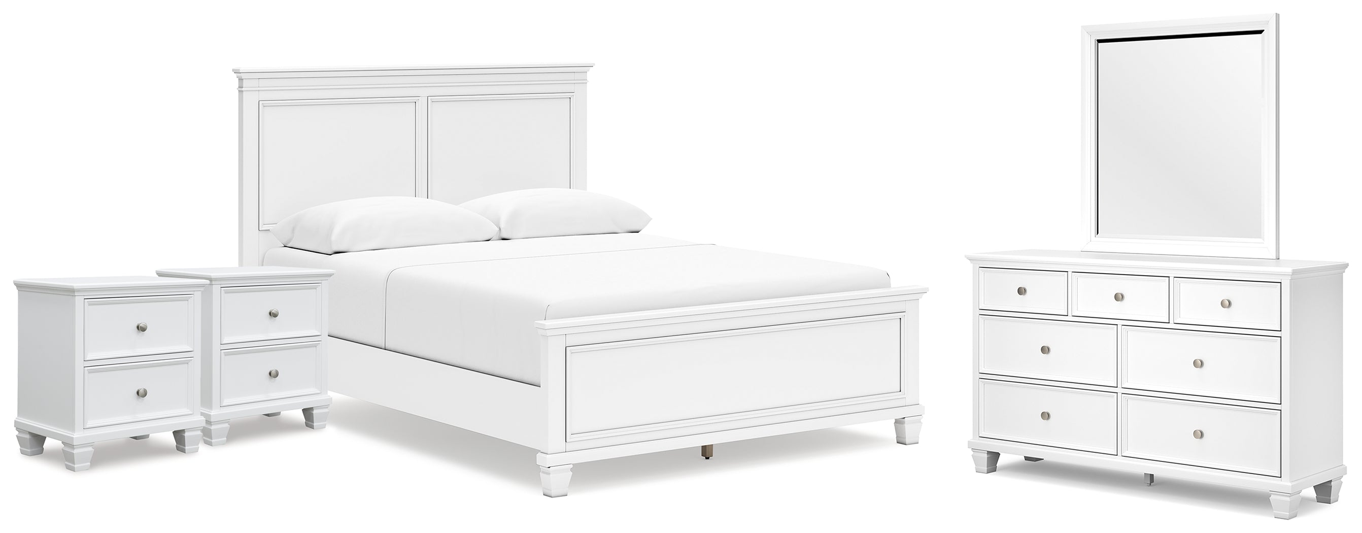 Hoover Furniture Outlet - Ashley Furniture - Fortman Queen Panel Bed, Dresser, Mirror and 2 Nightstands - Queen Panel Bed, Dresser, Mirror and 2 Nightstands - B680B16