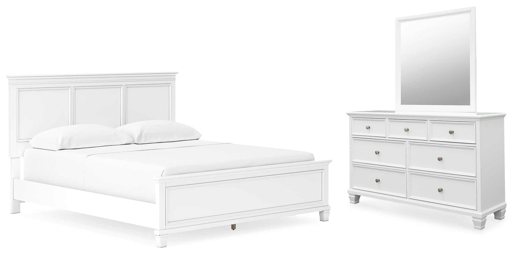 Hoover Furniture Outlet - Ashley Furniture - Fortman California King Panel Bed, Dresser and Mirror - California King Panel Bed, Dresser and Mirror - B680B14