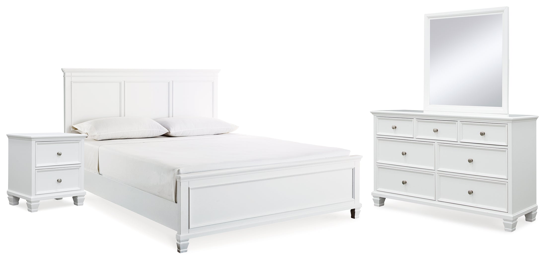 Hoover Furniture Outlet - Ashley Furniture - Fortman King Panel Bed, Dresser, Mirror and Nightstand - King Panel Bed, Dresser, Mirror and Nightstand - B680B17