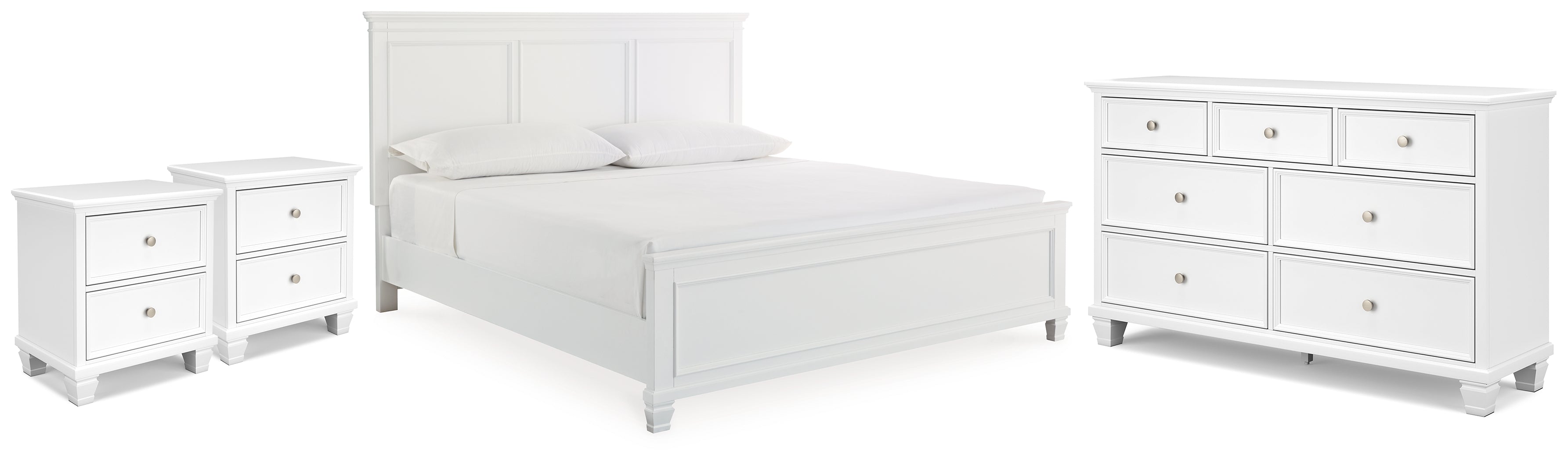 Hoover Furniture Outlet - Ashley Furniture - Fortman King Panel Bed, Dresser and 2 Nightstands - King Panel Bed, Dresser and 2 Nightstands - B680B15