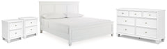 Hoover Furniture Outlet - Ashley Furniture - Fortman King Panel Bed, Dresser and 2 Nightstands - King Panel Bed, Dresser and 2 Nightstands - B680B15
