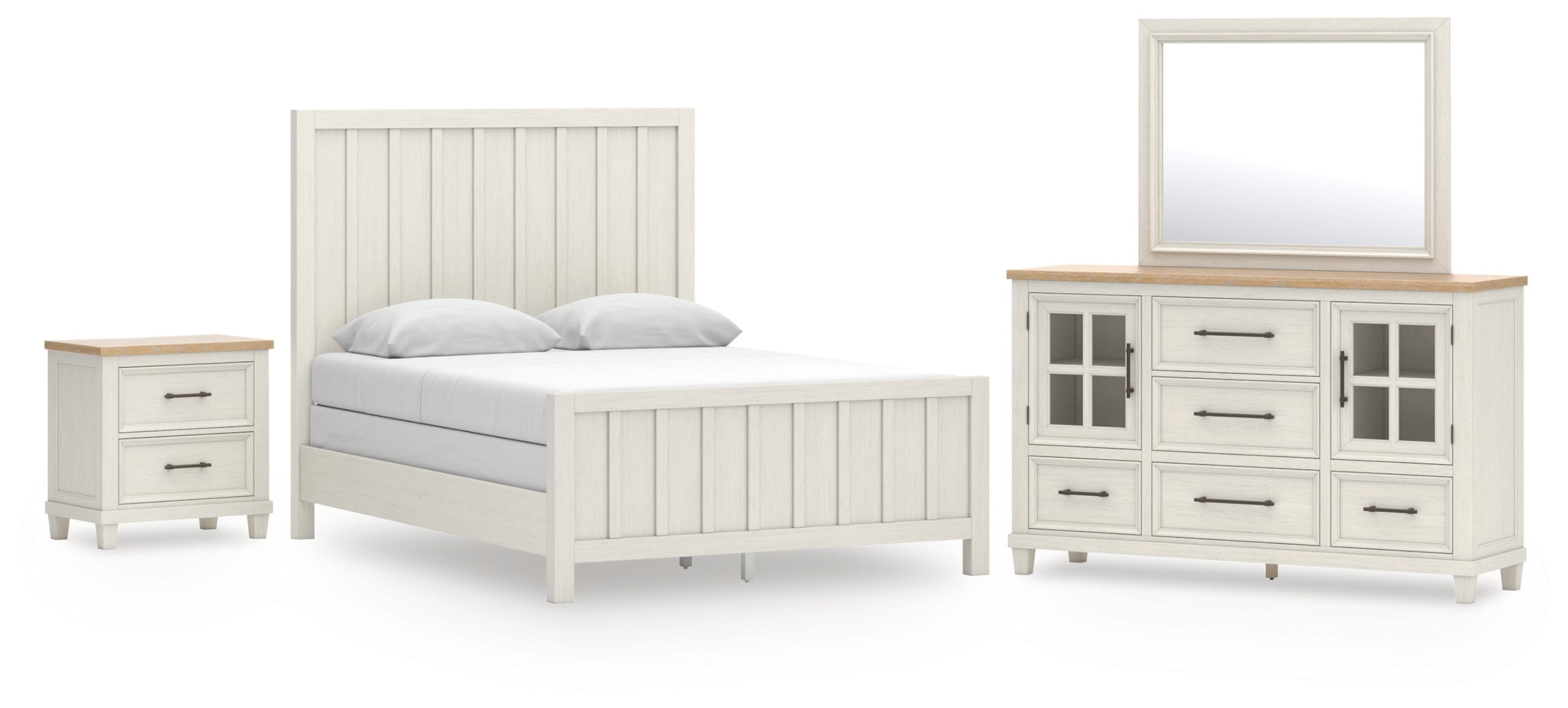 Hoover Furniture Outlet - Ashley Furniture - Shaybrock Queen Panel Bed, Dresser, Mirror and Nightstand - Queen Panel Bed, Dresser, Mirror and Nightstand - B683B9
