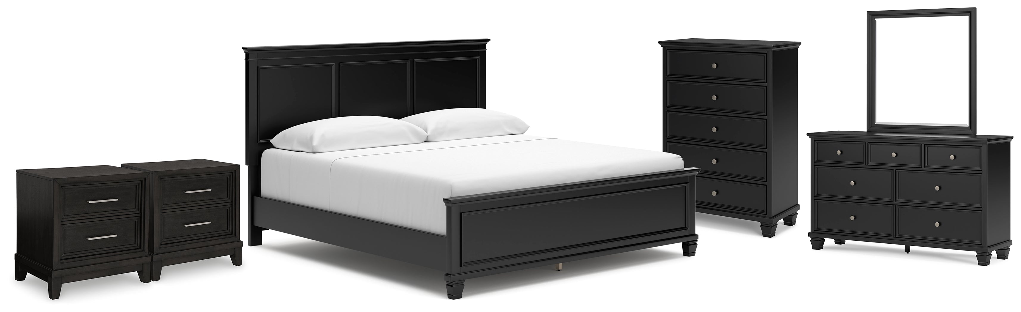 Hoover Furniture Outlet - Ashley Furniture - Lanolee King Panel Bed, Dresser, Mirror, Chest and 2 Nightstands - King Panel Bed, Dresser, Mirror, Chest and 2 Nightstands - B687B28