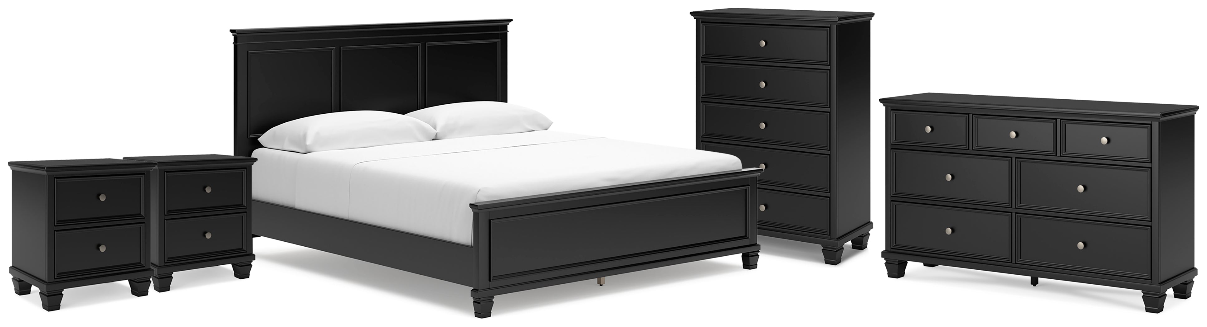 Hoover Furniture Outlet - Ashley Furniture - Lanolee California King Panel Bed, Dresser, Chest and 2 Nightstands - California King Panel Bed, Dresser, Chest and 2 Nightstands - B687B32