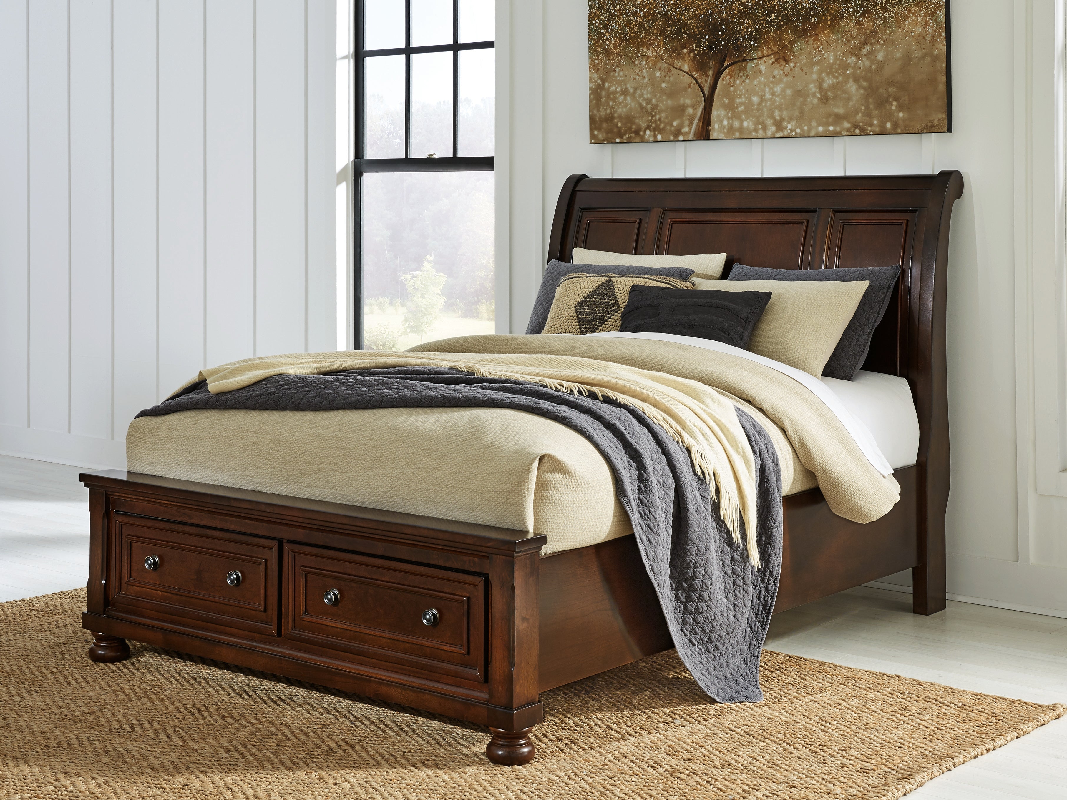 Hoover Furniture Outlet - Ashley Furniture - Porter Queen Sleigh Storage Bed - Queen Sleigh Storage Bed - B697B43