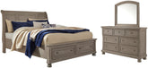 Hoover Furniture Outlet - Ashley Furniture - Lettner Queen Sleigh Storage Bed, Dresser and Mirror - Queen Sleigh Storage Bed, Dresser and Mirror - B733B5