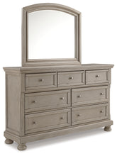 Hoover Furniture Outlet - Ashley Furniture - Lettner Queen Panel Bed, Dresser and Mirror - Queen Panel Bed, Dresser and Mirror / Light Gray - B733B4