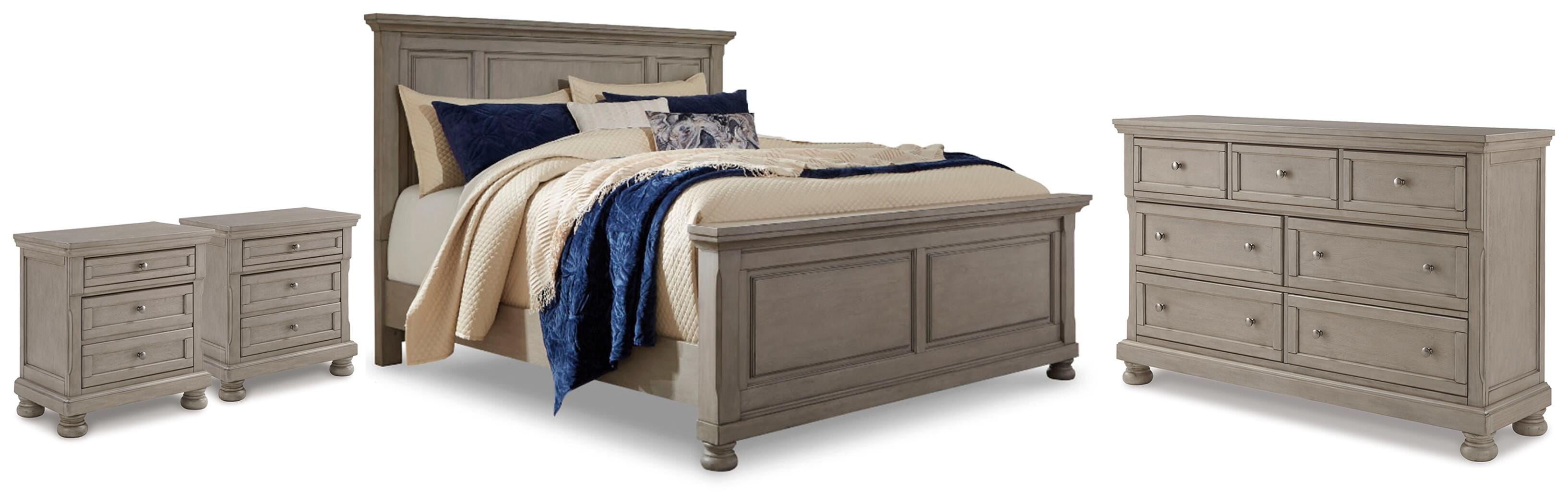 Hoover Furniture Outlet - Ashley Furniture - Lettner Queen Panel Bed, Dresser and 2 Nightstands - Queen Panel Bed, Dresser and 2 Nightstands - B733B60