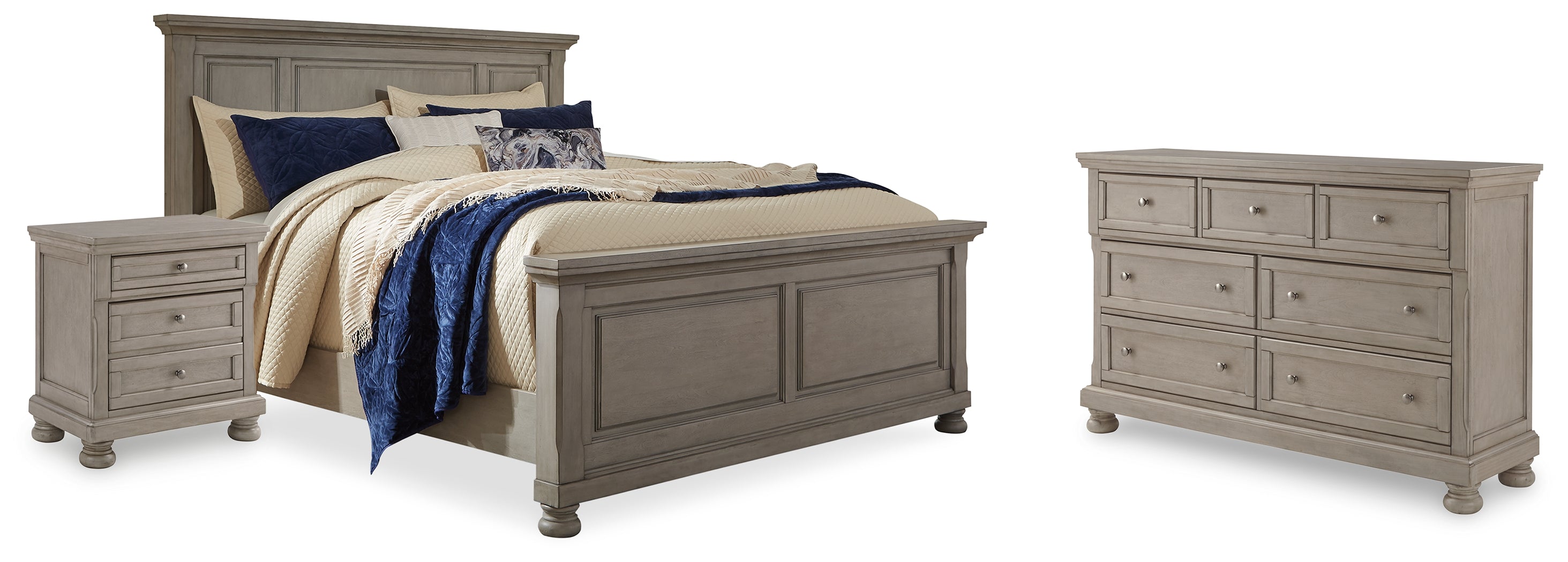 Hoover Furniture Outlet - Ashley Furniture - Lettner Queen Panel Bed, Dresser, and Nightstand - Queen Panel Bed, Dresser, and Nightstand - B733B42